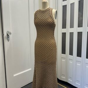 Zara Metallic Crochet Maxi Dress